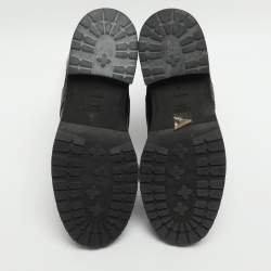 مملوكة مسبقًا حذاء بوت فنـدي روكوكو قتال جلد أسود وقماش زوكا مطاطي مقاس 39