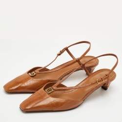 Pre Owned Fendi Colibri Size 38 Brown Eel Leather Slingback Sandals