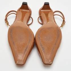 Pre Owned Fendi Colibri Size 38 Brown Eel Leather Slingback Sandals