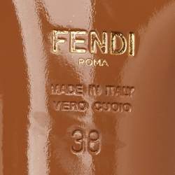 Pre Owned Fendi Colibri Size 38 Brown Eel Leather Slingback Sandals