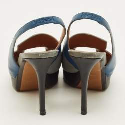 Pre Owned Fendi Decollete Size 36 Multicolor Leather Peep Toe Platform Slingback Pumps