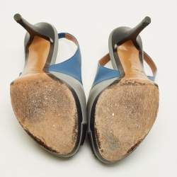 Pre Owned Fendi Decollete Size 36 Multicolor Leather Peep Toe Platform Slingback Pumps