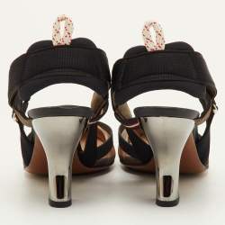 مملوكة مسبقًا Fendi Colibri Size 36.5 Brown/Black Zucca Mesh and Fabric Slingback Sandals