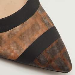 مملوكة مسبقًا Fendi Colibri Size 36.5 Brown/Black Zucca Mesh and Fabric Slingback Sandals