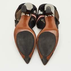 مملوكة مسبقًا Fendi Colibri Size 36.5 Brown/Black Zucca Mesh and Fabric Slingback Sandals