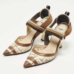 Pre Owned Fendi Colibri Size 40 Multicolor Leather and PVC Slingback Pumps