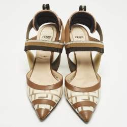 Pre Owned Fendi Colibri Size 40 Multicolor Leather and PVC Slingback Pumps