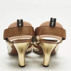 Pre Owned Fendi Colibri Size 40 Multicolor Leather and PVC Slingback Pumps