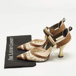 Pre Owned Fendi Colibri Size 40 Multicolor Leather and PVC Slingback Pumps