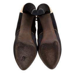 Pre Owned Fendi Black Suede and Satin Ankle Boots Size 37.5