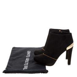 Pre Owned Fendi Black Suede and Satin Ankle Boots Size 37.5