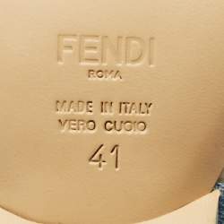 Pre Owned Fendi Size 41 Blue Denim Flora Detail Heel Ankle Wrap Sandals