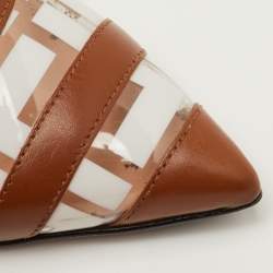 Pre Owned Fendi Colibri Size 35 Brown Zucca PVC and Leather Slingback Pumps