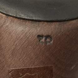 Pre Owned Fendi FF Size 38 Brown Canvas and Leather FF Logo Slide Sandals