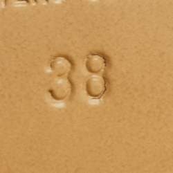 Pre Owned Fendi Baguette Heel Size 38 Light Green Leather Slide Sandals