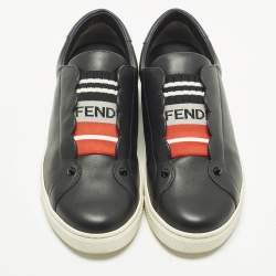 Pre Owned Fendi Rockoclick Size 38 Black Leather Slip On Sneakers