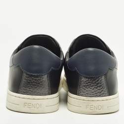 Pre Owned Fendi Rockoclick Size 38 Black Leather Slip On Sneakers