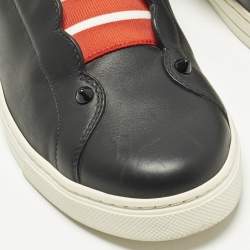 Pre Owned Fendi Rockoclick Size 38 Black Leather Slip On Sneakers