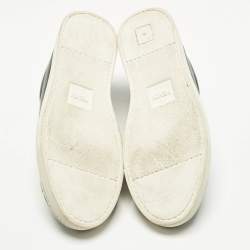 Pre Owned Fendi Rockoclick Size 38 Black Leather Slip On Sneakers