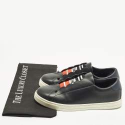 Pre Owned Fendi Rockoclick Size 38 Black Leather Slip On Sneakers