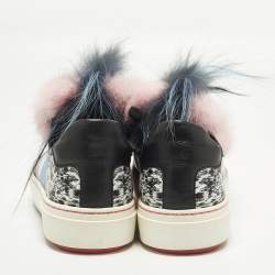 Pre Owned Fendi Flynn Size 38 Multicolor Faux Fur and Leather Low Top Sneakers