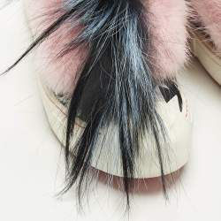 Pre Owned Fendi Flynn Size 38 Multicolor Faux Fur and Leather Low Top Sneakers