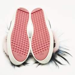 Pre Owned Fendi Flynn Size 38 Multicolor Faux Fur and Leather Low Top Sneakers