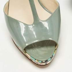 مملوكة مسبقًا Fendi Size 39 Blue Patent Leather Ankle Strap Wedge Sandals