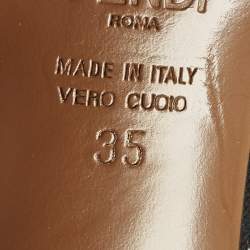 Pre Owned Fendi Colibri Size 35 Brown/Black Zucca Fabric Mesh Slingback Pumps