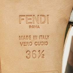 مملوكة مسبقًا Fendi Roman Size 36.5 Silver Leather Crisscrss  Ankle Strap Sandals