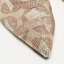 مملوكة مسبقًا حذاء مولز فندي  كوليبيري شبك وردي مرصع كريستال مقدمة مدببة مقاس 37