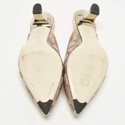 مملوكة مسبقًا حذاء مولز فندي  كوليبيري شبك وردي مرصع كريستال مقدمة مدببة مقاس 37