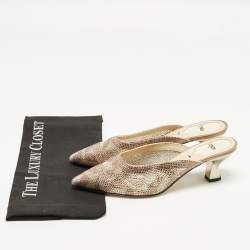 مملوكة مسبقًا حذاء مولز فندي  كوليبيري شبك وردي مرصع كريستال مقدمة مدببة مقاس 37