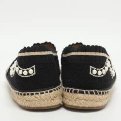 Pre Owned Fendi Size 37 Black Fabric Espadrille Flats