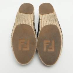 Pre Owned Fendi Size 37 Black Fabric Espadrille Flats