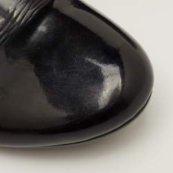 Pre Owned Fendi Size 40 Brown Zucca Fabric Patent Leather Knee Length Boots