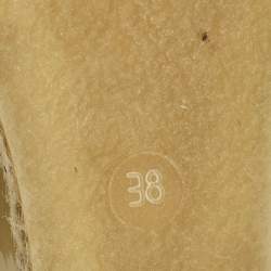 Pre Owned Fendi B Buckle Size 38 Red/Cream Patent Leather Wedge Sandals