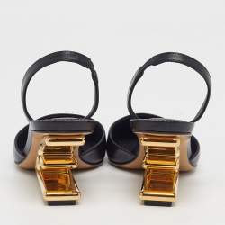 Pre Owned Fendi Fendi first Size 38 Black Leather Wedge Pumps