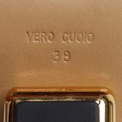 Pre Owned Fendi Fendi first Size 38 Black Leather Wedge Pumps