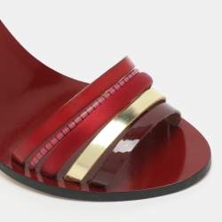 Pre Owned صندل فندي سيور للكاحل مصنوع من جلد لامع وقماش الساتان متعدد الألوان مقاس 36