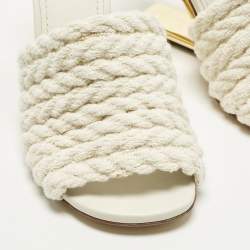 مملوكة مسبقًا Fendi  Size 36 Office White Woven Fabric First Heel Mules