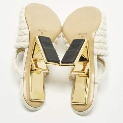 مملوكة مسبقًا Fendi  Size 36 Office White Woven Fabric First Heel Mules