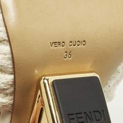 مملوكة مسبقًا Fendi  Size 36 Office White Woven Fabric First Heel Mules