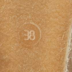 Pre Owned Fendi Size 38 Gold Elastic and  Patent Leather Wedge Sandals