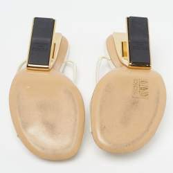 Pre Owned Fendi fendi first Size 37 Cream Leather Slide Sandals