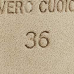 Pre Owned Fendi Fendista Size 36 Taupe Brown/Black Leather Platform Ankle Length Boots