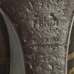 Pre Owned Fendi Zucca Size 37 Brown Canvas and Leather Wedge Pumps