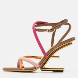 Pre Owned Fendi Fendi First Size 37.5 Multicolor Leather and Python Embossed Strappy Sandals
