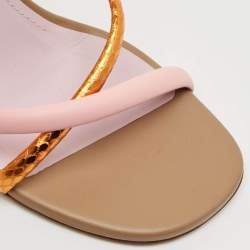 Pre Owned Fendi Fendi First Size 37.5 Multicolor Leather and Python Embossed Strappy Sandals