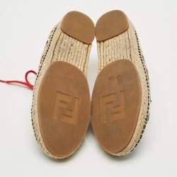 Pre Owned Fendi Junia Size 39 Multicolor Canvas Patent Leather Lace Up Sneakers